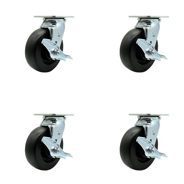 Tool Box Caster Wheel Set 6'' Polyolefin Swivel Casters, 4PK